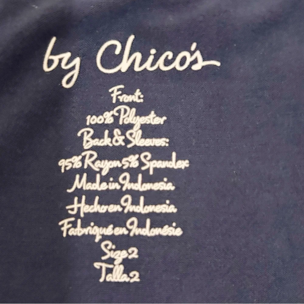 Chico’s Blue Multicolor Floral Garden Party Tunic, Size 2 Medium